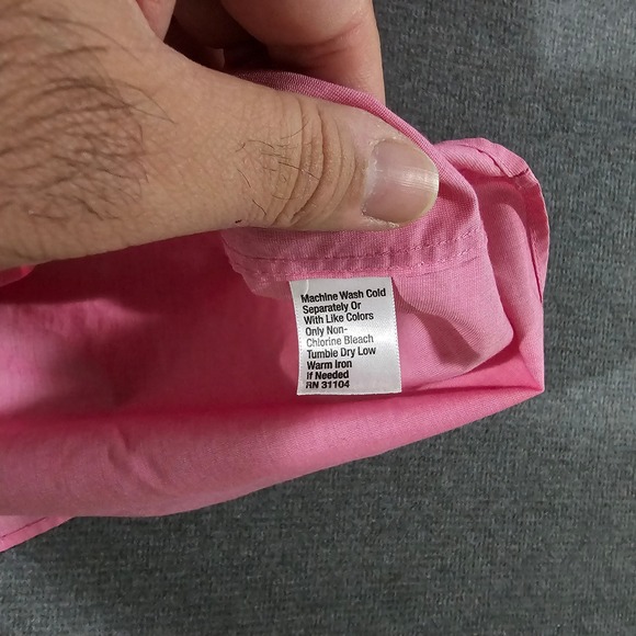 Saddlebred Mens Pink Short Sleeve Button Down Shirt Wrinkle Free Size Large - Picture 7 of 8